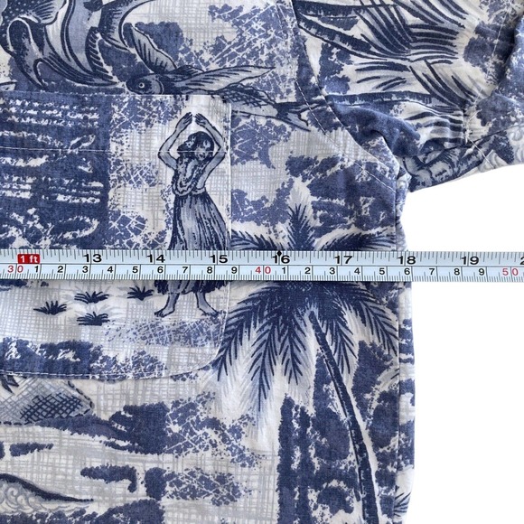 Kids Small Hawaiian Shirt Blue Cotton Aloha Tropical Palm Trees All Over‎ Print - Picture 4 of 10